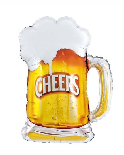 Balon din Folie Metalizata, Figurina Halba de Bere, Model Cheers, Tematica Petrecere,Ambalaj Individual, Pai Inclus, Umflare cu Aer sau Heliu