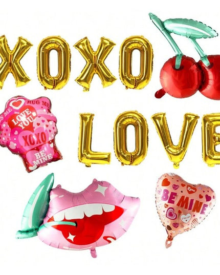 Balon din Folie Metalizata, Figurina Inimioara, Model BE MINE, Tematica Iubire,Ambalaj Individual, Pai Inclus, Umflare cu Aer sau Heliu