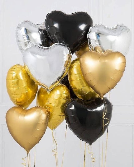 Balon din Folie Metalizata, Figurina Inimioara, Model Simplu, Tematica Iubire,Ambalaj Individual, Pai Inclus, Umflare cu Aer sau Heliu