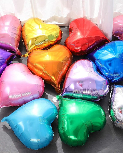 Balon din Folie Metalizata, Figurina Inimioara, Model Simplu, Tematica Iubire, 40 cm, Ambalaj Individual, Pai Inclus, Umflare cu Aer sau Heliu