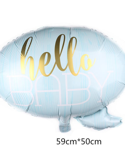 Balon din Folie Metalizata, Figurina Norisor, Tema Hello Baby , 59x50 cm, Ambalaj Individual, Pai Inclus, Umflare cu Aer sau Heliu