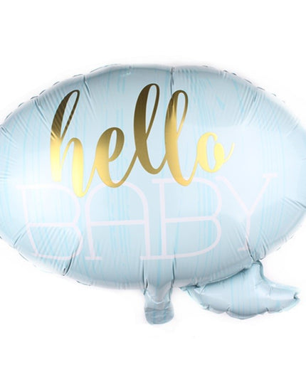 Balon din Folie Metalizata, Figurina Norisor, Tema Hello Baby , 59x50 cm, Ambalaj Individual, Pai Inclus, Umflare cu Aer sau Heliu