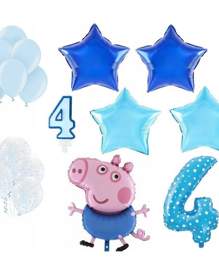 Balon din Folie Metalizata, Figurina Stea, Model Simplu, Tematica Aniversare,Ambalaj Individual, Pai Inclus, Umflare cu Aer sau Heliu, Bleu