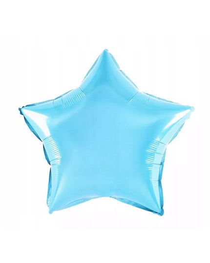 Balon din Folie Metalizata, Figurina Stea, Model Simplu, Tematica Aniversare,Ambalaj Individual, Pai Inclus, Umflare cu Aer sau Heliu, Bleu
