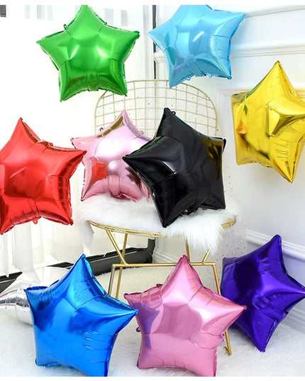 Balon din Folie Metalizata, Figurina Stea, Model Simplu, Tematica Aniversare, 40 cm, Ambalaj Individual, Pai Inclus, Umflare cu Aer sau Heliu