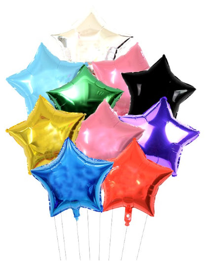 Balon din Folie Metalizata, Figurina Stea, Model Simplu, Tematica Aniversare,Ambalaj Individual, Pai Inclus, Umflare cu Aer sau Heliu
