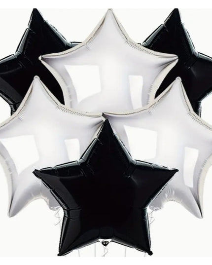 Balon din Folie Metalizata, Figurina Stea, Model Simplu, Tematica Aniversare,Ambalaj Individual, Pai Inclus, Umflare cu Aer sau Heliu