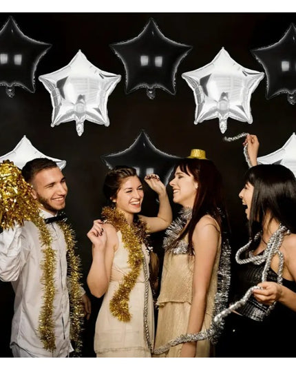 Balon din Folie Metalizata, Figurina Stea, Model Simplu, Tematica Aniversare,Ambalaj Individual, Pai Inclus, Umflare cu Aer sau Heliu