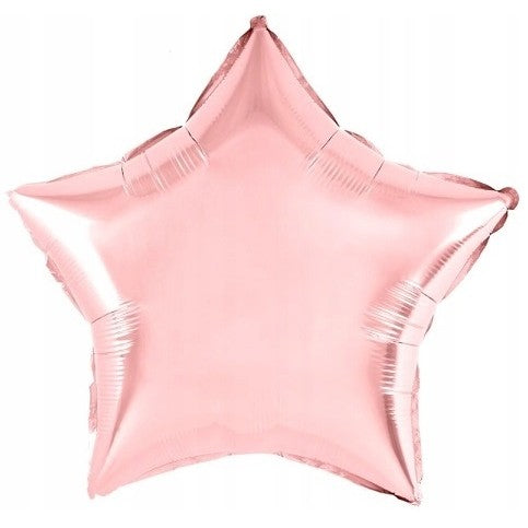 Balon din Folie Metalizata, Figurina Stea, Model Simplu, Tematica Aniversare,Ambalaj Individual, Pai Inclus, Umflare cu Aer sau Heliu, Rose