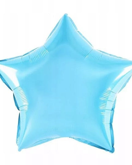 Balon din Folie Metalizata, Figurina Stea, Model Simplu, Tematica Aniversare,Ambalaj Individual, Pai Inclus, Umflare cu Aer sau Heliu, Bleu