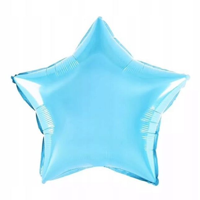 Balon din Folie Metalizata, Figurina Stea, Model Simplu, Tematica Aniversare,Ambalaj Individual, Pai Inclus, Umflare cu Aer sau Heliu, Bleu