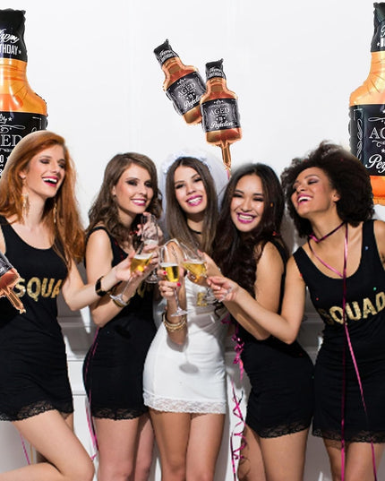 Balon din Folie Metalizata, Figurina Sticla de Whisky, Tema Aniversare,Ambalaj Individual, Pai Inclus, Umflare cu Aer sau Heliu