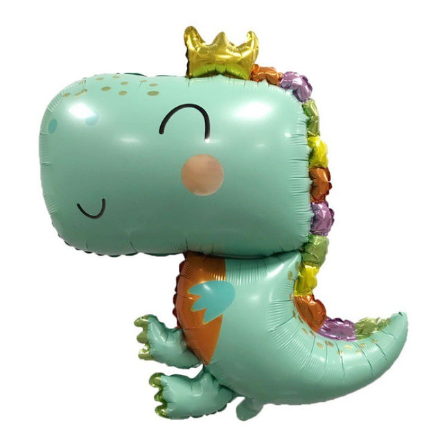 Balon din Folie Metalizata, Figurina Dinozaur, Tema Animalute, 75- , Ambalaj Individual, Pai Inclus, Umflare cu Aer sau Heliu