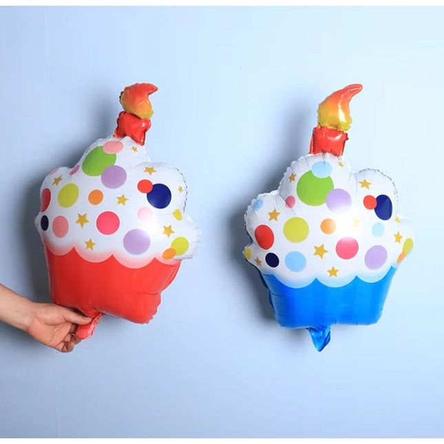 Balon din Folie Metalizata, Figurine Dulciuri, Model 2, Tematica Prajitura Aniversara,Ambalaj Individual, Pai Inclus, Umflare cu Aer sau Heliu