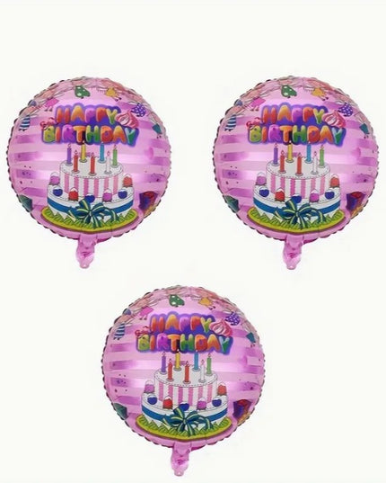 Balon din Folie Metalizata, Figurine, Model 1, Happy Birthday, Tematica Aniversare,Ambalaj Individual, Pai Inclus, Umflare cu Aer sau Heliu