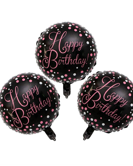 Balon din Folie Metalizata, Figurine, Model 2, Happy Birthday, Tematica Aniversare,Ambalaj Individual, Pai Inclus, Umflare cu Aer sau Heliu