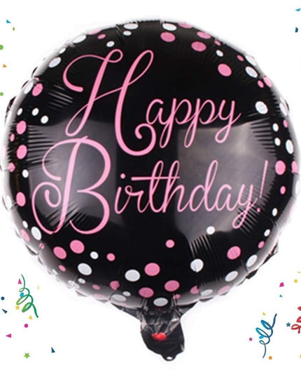 Balon din Folie Metalizata, Figurine, Model 2, Happy Birthday, Tematica Aniversare,Ambalaj Individual, Pai Inclus, Umflare cu Aer sau Heliu