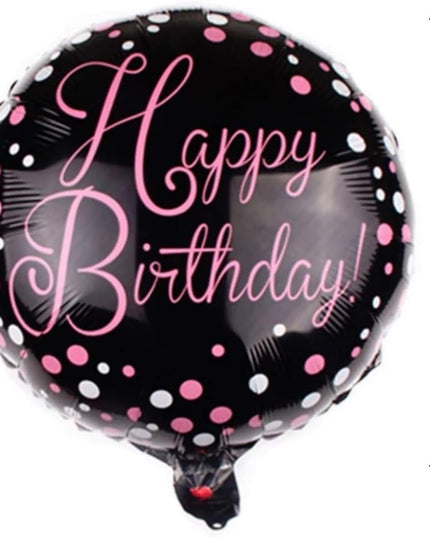 Balon din Folie Metalizata, Figurine, Model 2, Happy Birthday, Tematica Aniversare,Ambalaj Individual, Pai Inclus, Umflare cu Aer sau Heliu