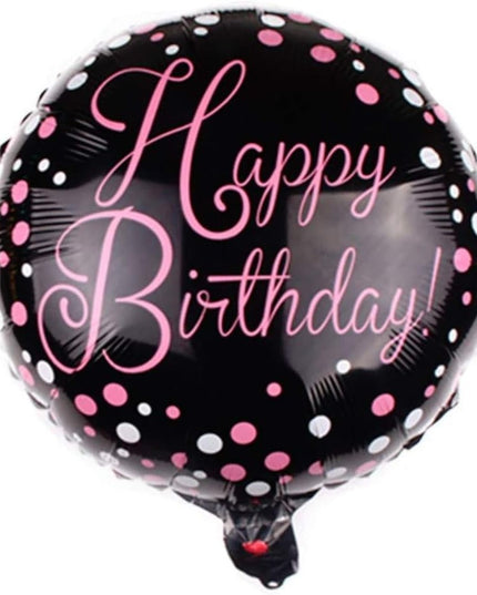 Balon din Folie Metalizata, Figurine, Model 2, Happy Birthday, Tematica Aniversare,Ambalaj Individual, Pai Inclus, Umflare cu Aer sau Heliu