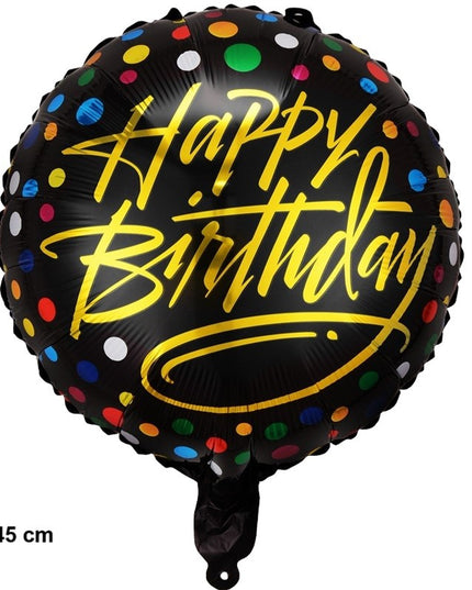 Balon din Folie Metalizata, Figurine, Model 3, Happy Birthday, Tematica Aniversare,Ambalaj Individual, Pai Inclus, Umflare cu Aer sau Heliu