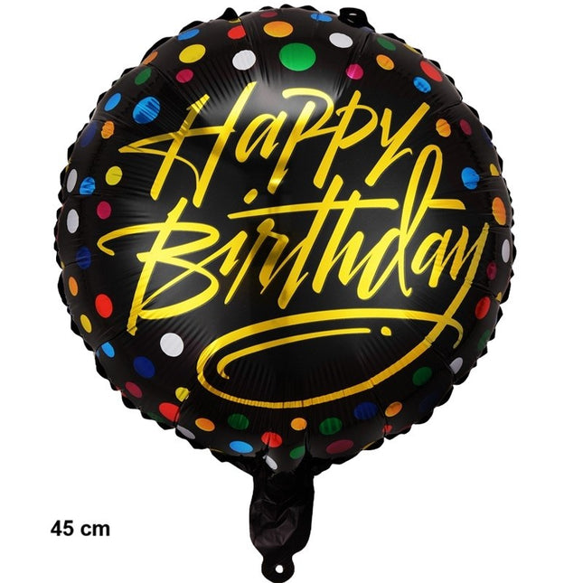 Balon din Folie Metalizata, Figurine, Model 3, Happy Birthday, Tematica Aniversare,Ambalaj Individual, Pai Inclus, Umflare cu Aer sau Heliu