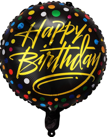 Balon din Folie Metalizata, Figurine, Model 3, Happy Birthday, Tematica Aniversare,Ambalaj Individual, Pai Inclus, Umflare cu Aer sau Heliu