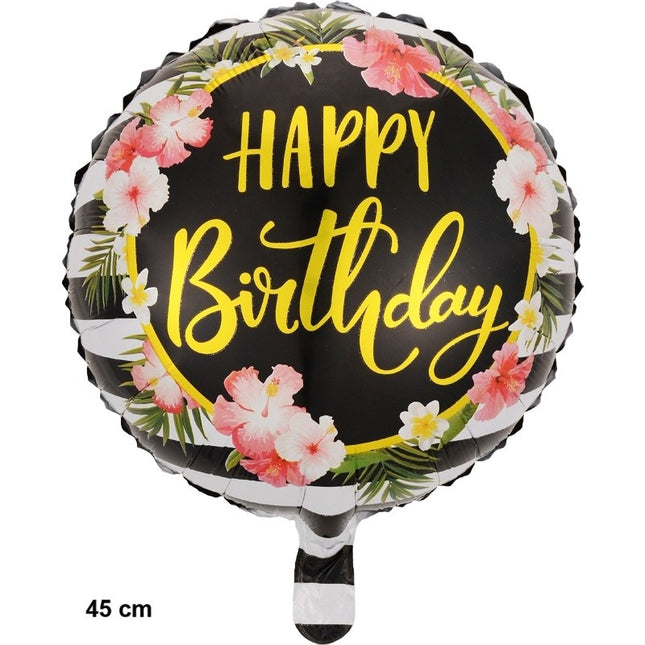 Balon din Folie Metalizata, Figurine, Model 4, Happy Birthday, Tematica Aniversare,Ambalaj Individual, Pai Inclus, Umflare cu Aer sau Heliu