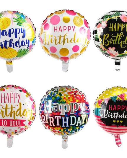 Balon din Folie Metalizata, Figurine, Model 4, Happy Birthday, Tematica Aniversare,Ambalaj Individual, Pai Inclus, Umflare cu Aer sau Heliu