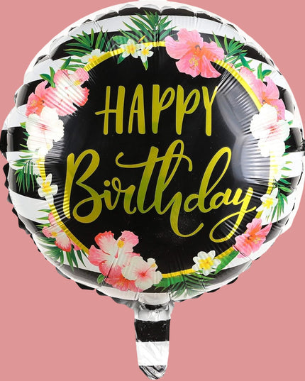 Balon din Folie Metalizata, Figurine, Model 4, Happy Birthday, Tematica Aniversare,Ambalaj Individual, Pai Inclus, Umflare cu Aer sau Heliu