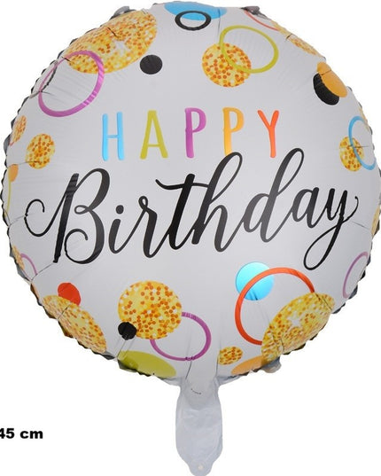 Balon din Folie Metalizata, Figurine, Model 6, Happy Birthday, Tematica Aniversare,Ambalaj Individual, Pai Inclus, Umflare cu Aer sau Heliu
