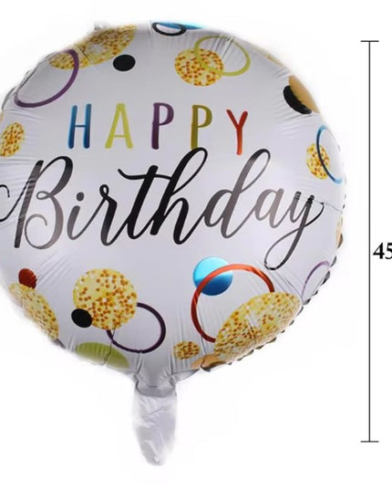 Balon din Folie Metalizata, Figurine, Model 6, Happy Birthday, Tematica Aniversare,Ambalaj Individual, Pai Inclus, Umflare cu Aer sau Heliu