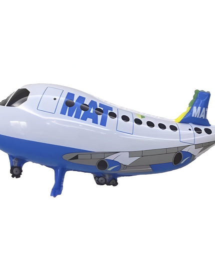 Balon din Folie Metalizata, Figurina Avion, Tema Aeronava,Ambalaj Individual, Pai Inclus, Umflare cu Aer sau Heliu