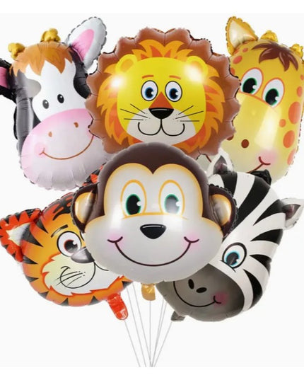 Balon din Folie Metalizata, Mini Figurine Animalute, Model Girafa, Tematica Aniversare,Ambalaj Individual, Pai Inclus, Umflare cu Aer sau Heliu