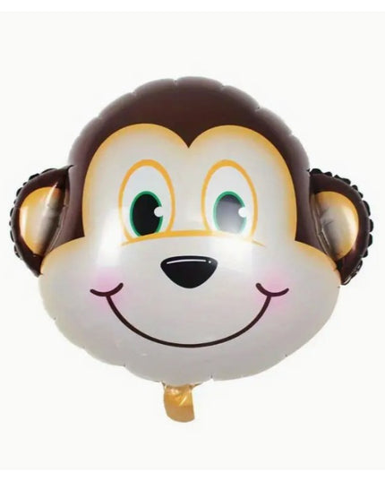 Balon din Folie Metalizata, Mini Figurine Animalute, Model Maimutica, Tematica Aniversare,Ambalaj Individual, Pai Inclus, Umflare cu Aer sau Heliu