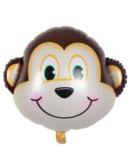 Balon din Folie Metalizata, Mini Figurine Animalute, Model Maimutica, Tematica Aniversare,Ambalaj Individual, Pai Inclus, Umflare cu Aer sau Heliu