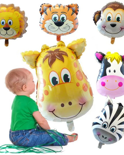 Balon din Folie Metalizata, Mini Figurine Animalute, Model Tigru, Tematica Aniversare,Ambalaj Individual, Pai Inclus, Umflare cu Aer sau Heliu