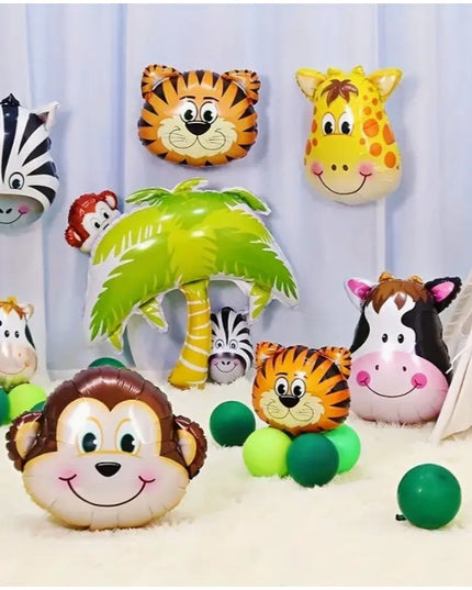 Balon din Folie Metalizata, Mini Figurine Animalute, Model Vacuta, Tematica Aniversare,Ambalaj Individual, Pai Inclus, Umflare cu Aer sau Heliu