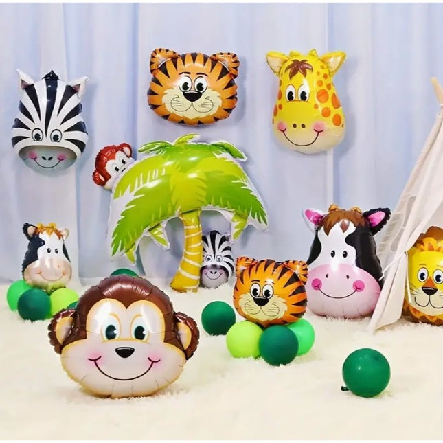 Balon din Folie Metalizata, Mini Figurine Animalute, Model Vacuta, Tematica Aniversare,Ambalaj Individual, Pai Inclus, Umflare cu Aer sau Heliu