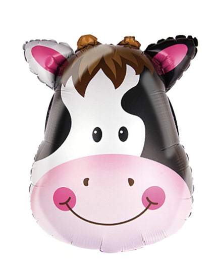 Balon din Folie Metalizata, Mini Figurine Animalute, Model Vacuta, Tematica Aniversare,Ambalaj Individual, Pai Inclus, Umflare cu Aer sau Heliu