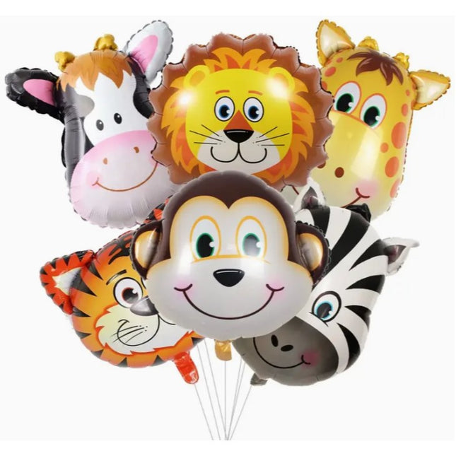 Balon din Folie Metalizata, Mini Figurine Animalute, Model Zebra, Tematica Aniversare,Ambalaj Individual, Pai Inclus, Umflare cu Aer sau Heliu