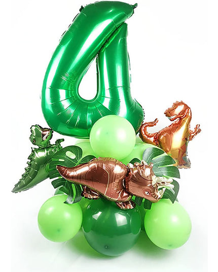 Balon din Folie Metalizata, Mini Figurine Dinozauri, Model T-Rex, Tematica Aniversare,Ambalaj Individual, Pai Inclus, Umflare cu Aer sau Heliu