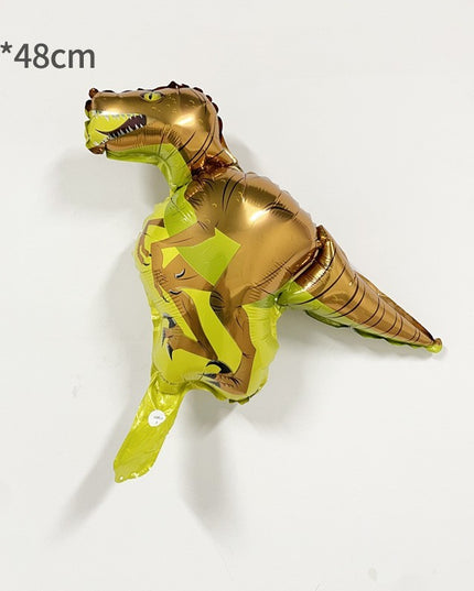 Balon din Folie Metalizata, Mini Figurine Dinozauri, Model Velociraptor, Tematica Aniversare,Ambalaj Individual, Pai Inclus, Umflare cu Aer sau Heliu