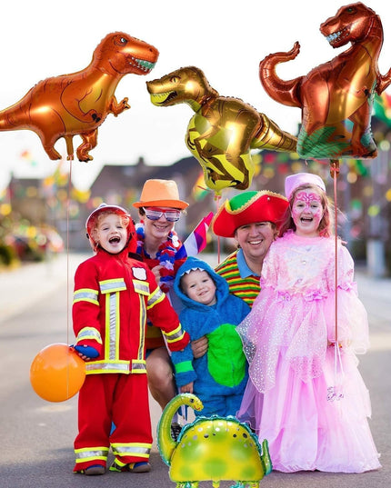 Balon din Folie Metalizata, Mini Figurine Dinozauri, Model Velociraptor, Tematica Aniversare,Ambalaj Individual, Pai Inclus, Umflare cu Aer sau Heliu