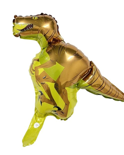Balon din Folie Metalizata, Mini Figurine Dinozauri, Model Velociraptor, Tematica Aniversare,Ambalaj Individual, Pai Inclus, Umflare cu Aer sau Heliu