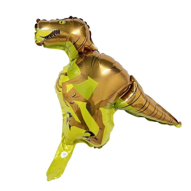 Balon din Folie Metalizata, Mini Figurine Dinozauri, Model Velociraptor, Tematica Aniversare,Ambalaj Individual, Pai Inclus, Umflare cu Aer sau Heliu