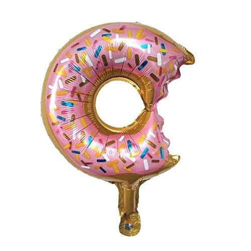 Balon din Folie Metalizata, Mini Figurine Dulciuri, Model Gogoasa Muscata, Tematica Aniversare,Ambalaj Individual, Pai Inclus, Umflare cu Aer sau Heliu