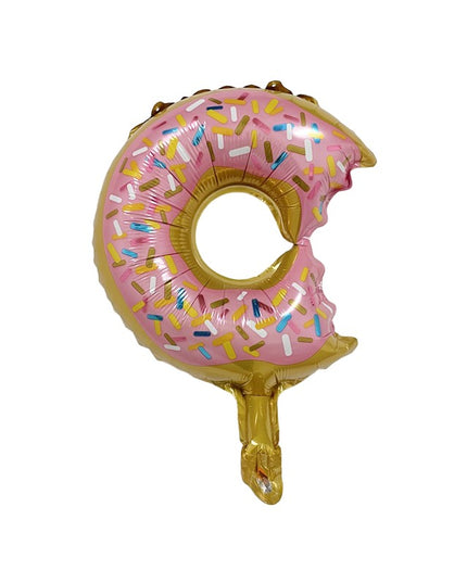 Balon din Folie Metalizata, Mini Figurine Dulciuri, Model Gogoasa Muscata, Tematica Aniversare,Ambalaj Individual, Pai Inclus, Umflare cu Aer sau Heliu