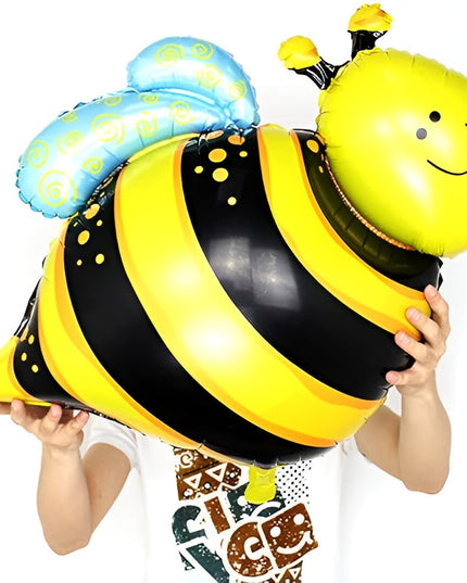 Balon din Folie Metalizata, Mini Figurine, Model Albinuță,Ambalaj Individual, Pai Inclus, Umflare cu Aer sau Heliu