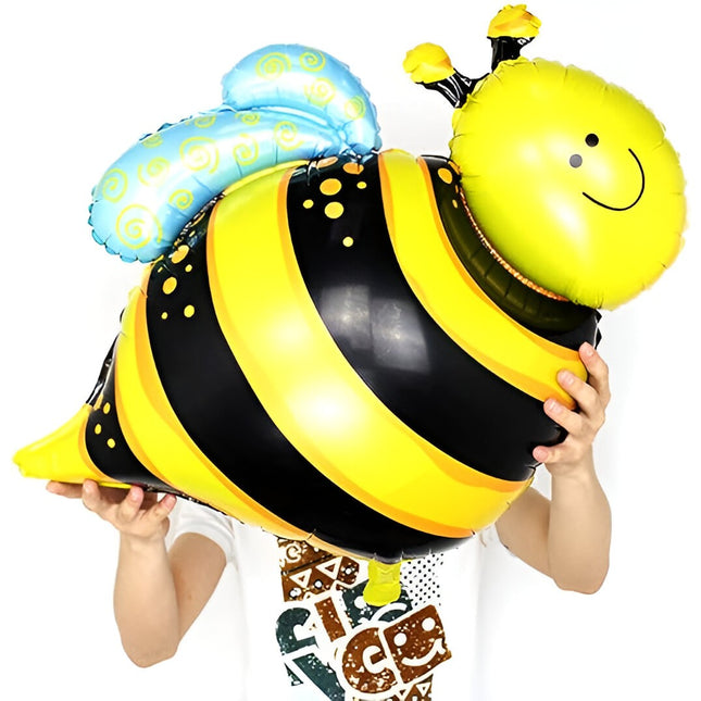 Balon din Folie Metalizata, Mini Figurine, Model Albinuță,Ambalaj Individual, Pai Inclus, Umflare cu Aer sau Heliu