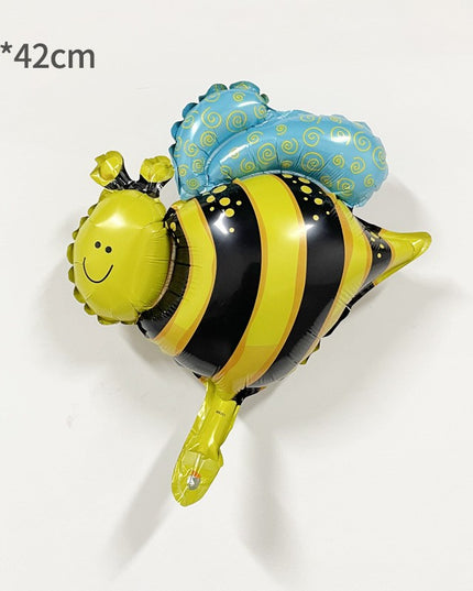 Balon din Folie Metalizata, Mini Figurine, Model Albinuță,Ambalaj Individual, Pai Inclus, Umflare cu Aer sau Heliu